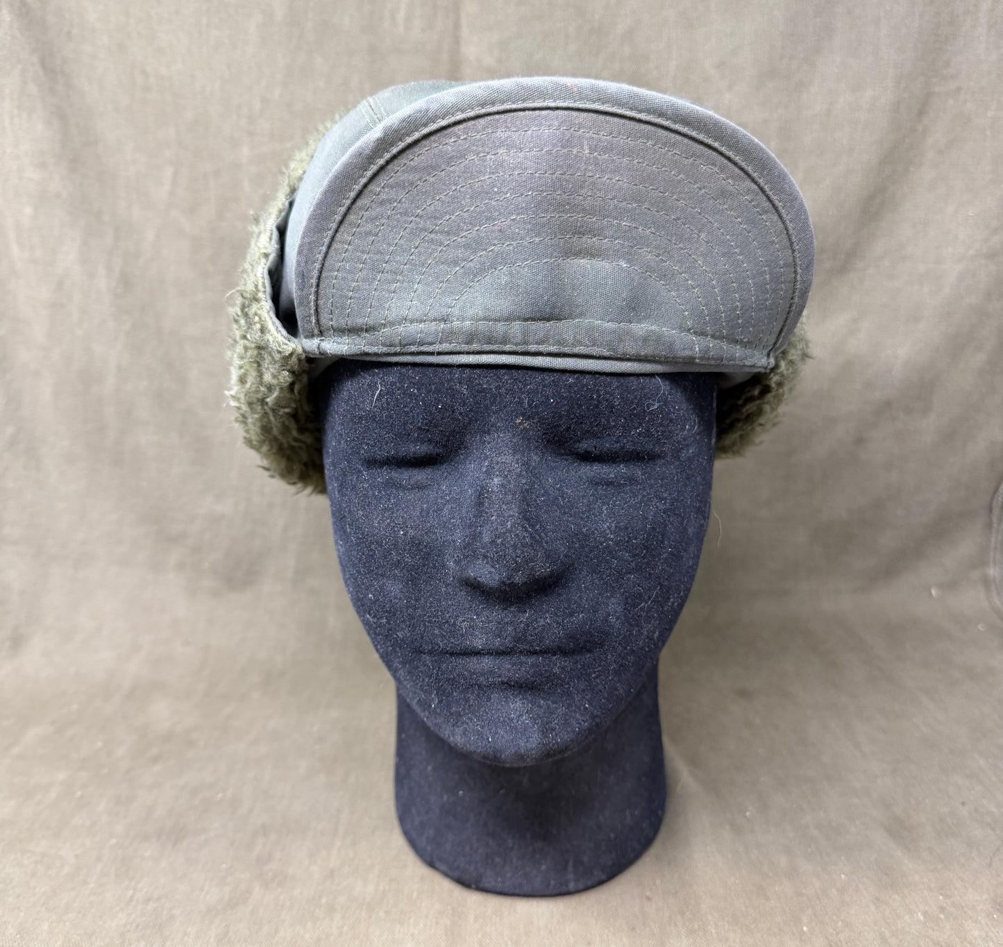 French Army Winter Fur-Lined Cap by Biederman Uniforms – Size 59 – Circa 1950