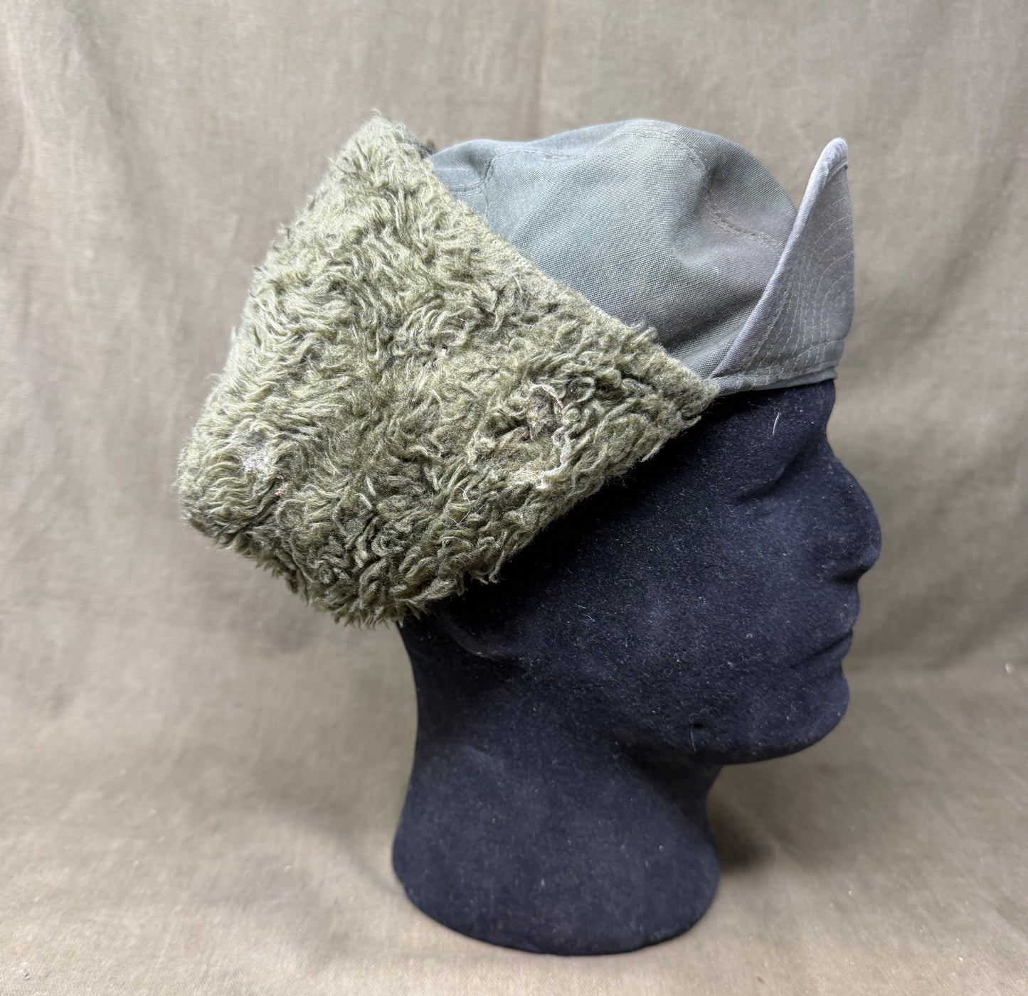 French Army Winter Fur-Lined Cap by Biederman Uniforms – Size 59 – Circa 1950
