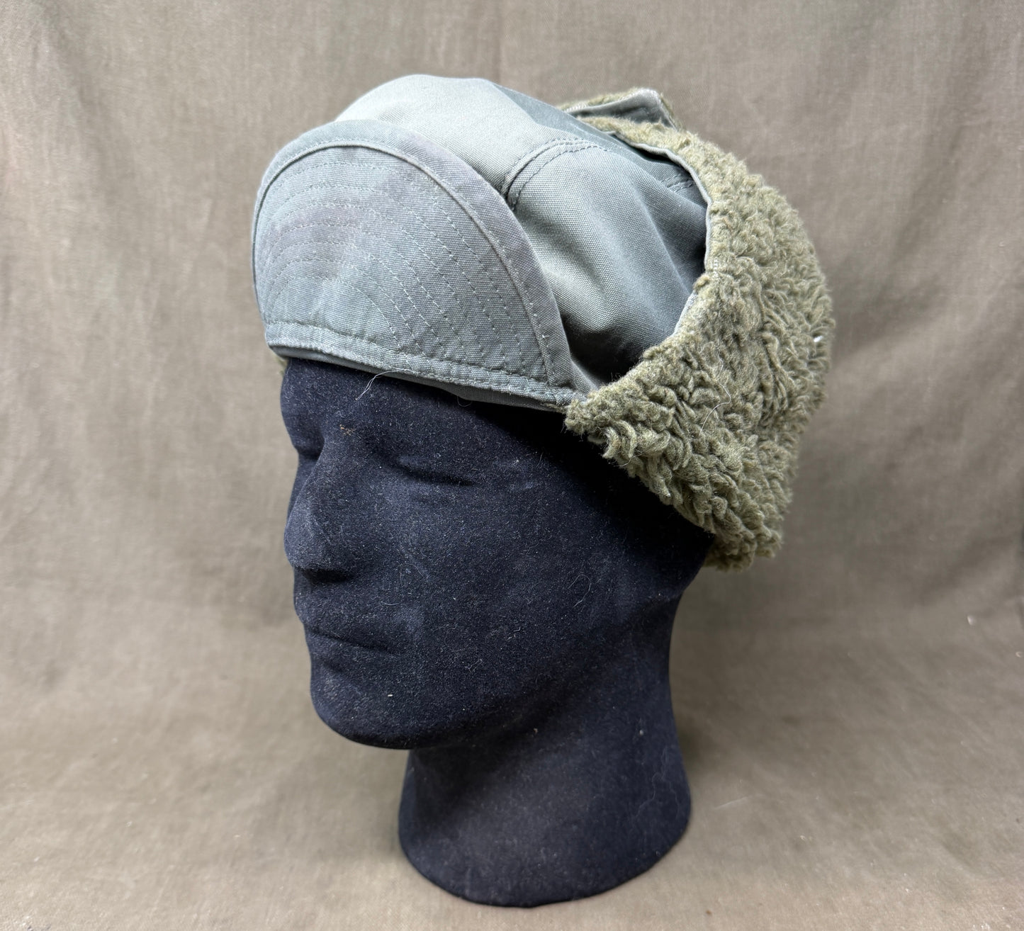 French Army Winter Fur-Lined Cap by Biederman Uniforms – Size 59 – Circa 1950