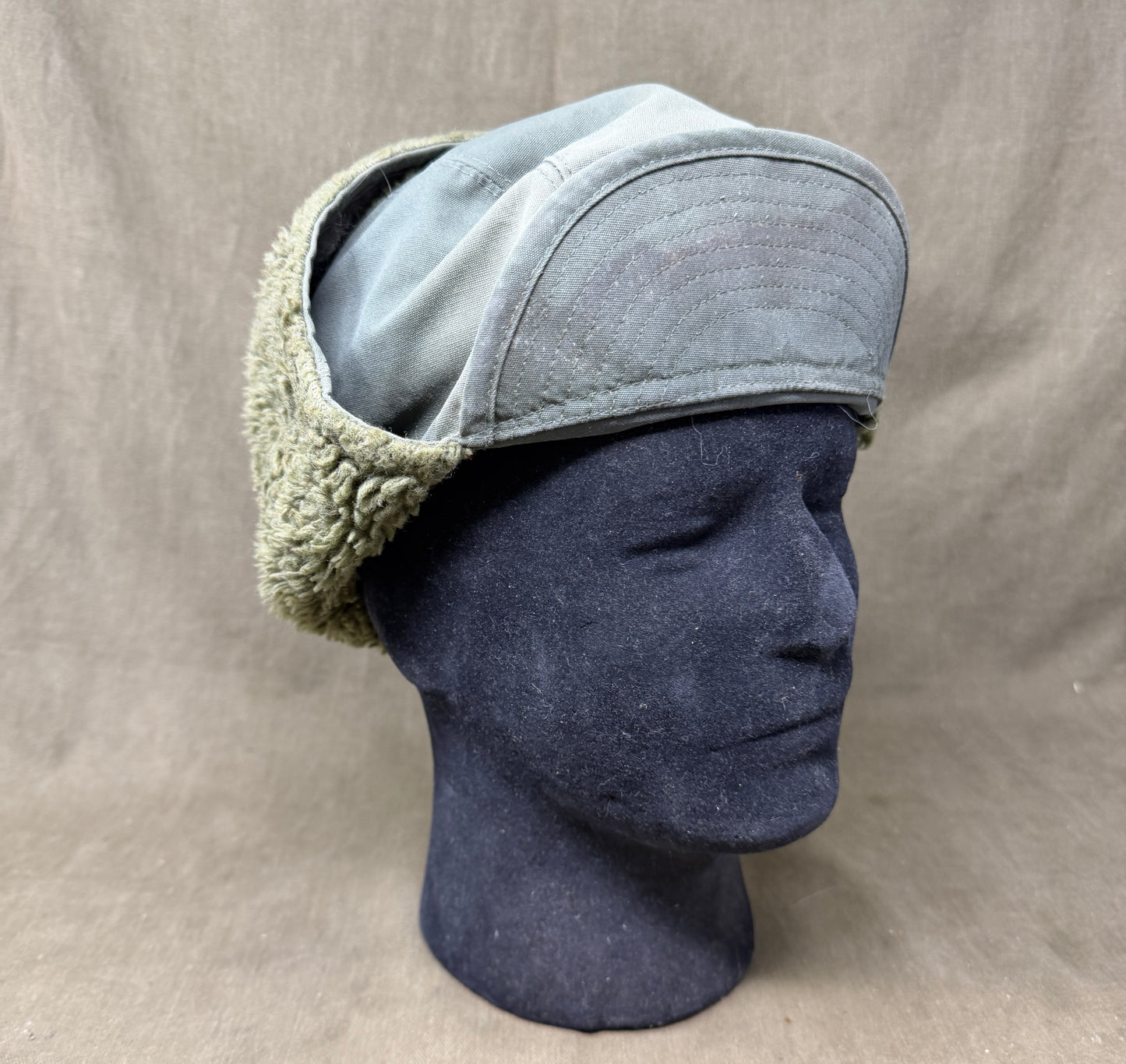 French Army Winter Fur-Lined Cap by Biederman Uniforms – Size 59 – Circa 1950