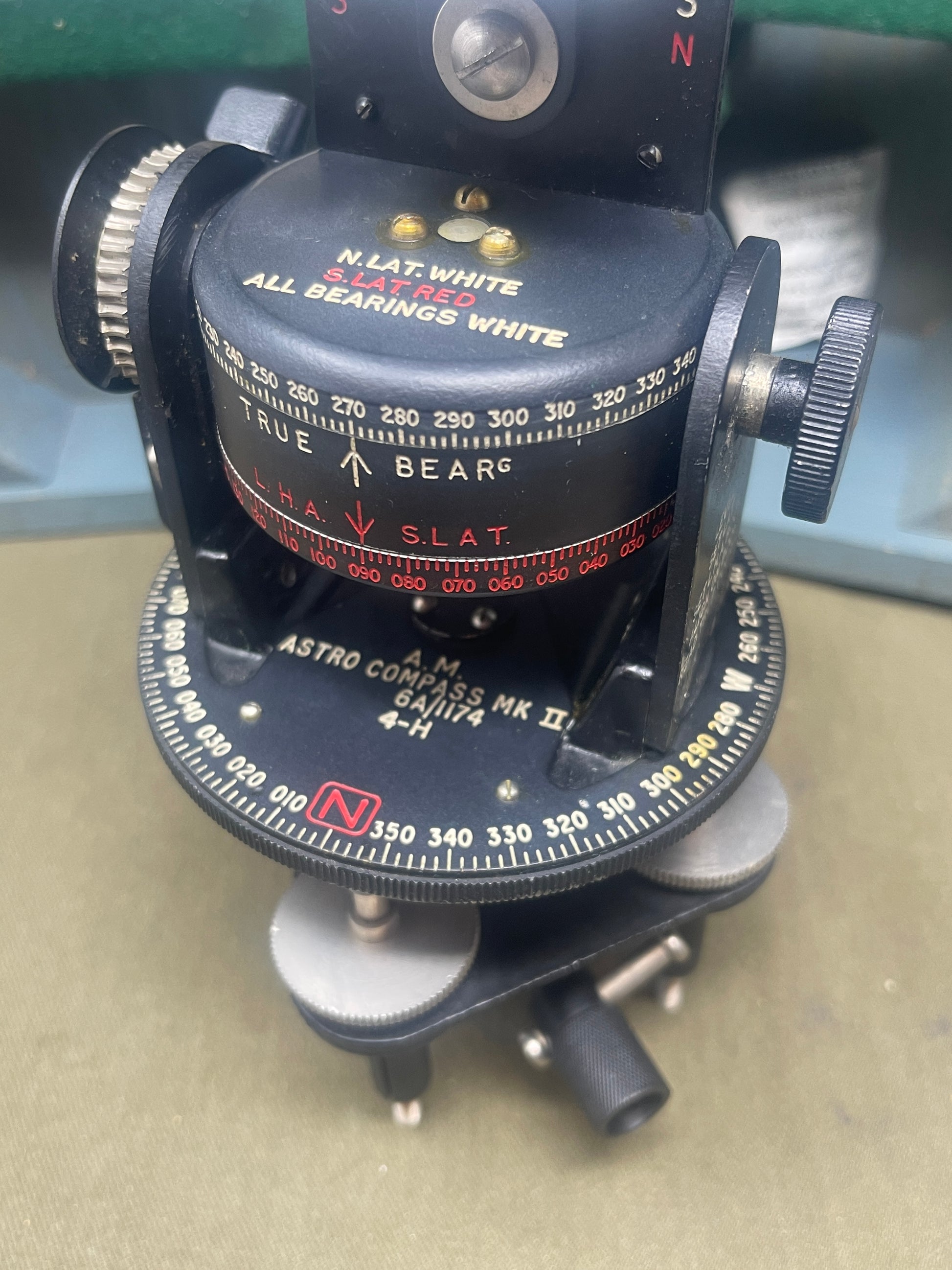 Royal Air Force RAF Astro Compass, Mk II, and Case