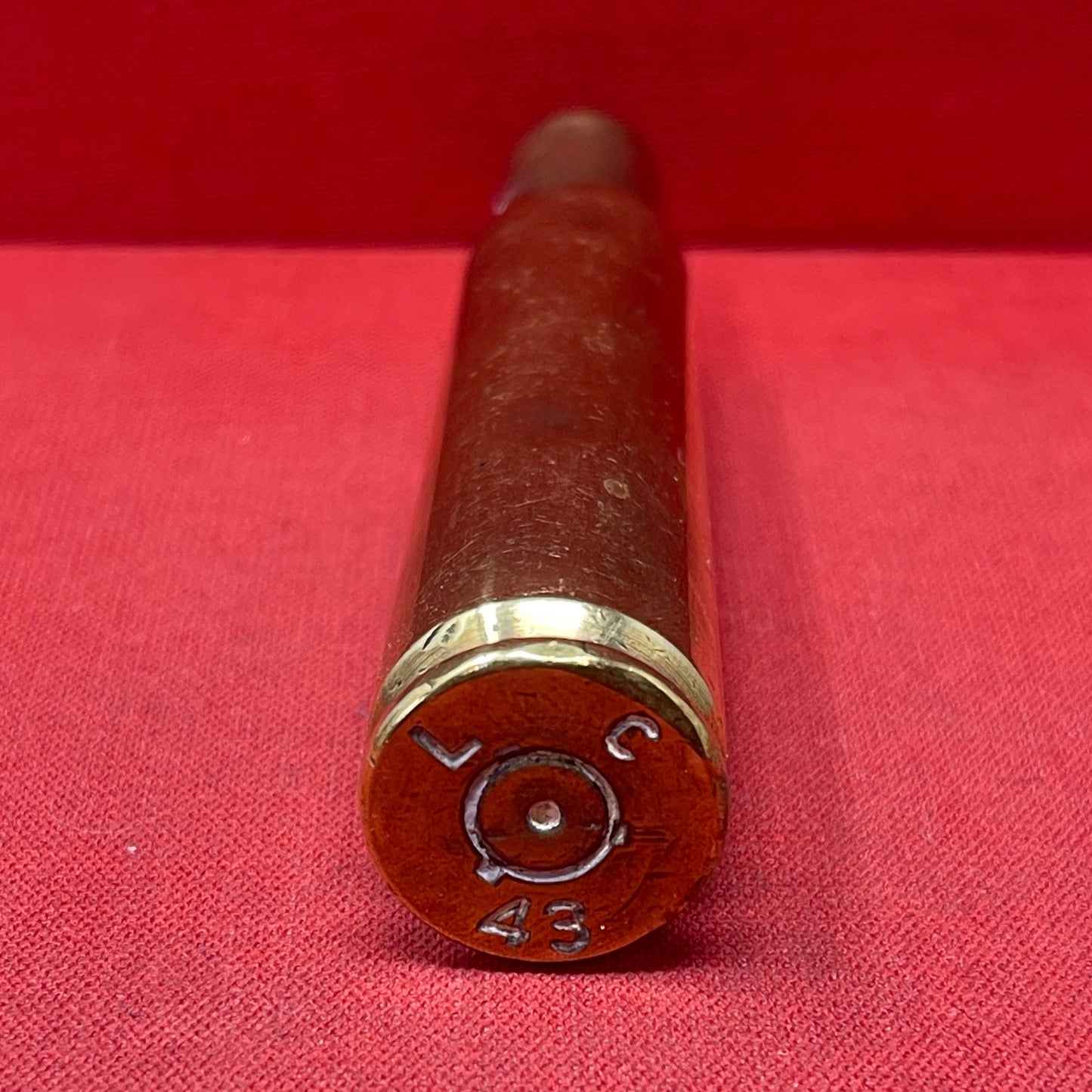 WW2 US 50 Cal Cartridge case. Headstamp SL = St. Louis Ordnance Plant - St. Louis, Missouri.