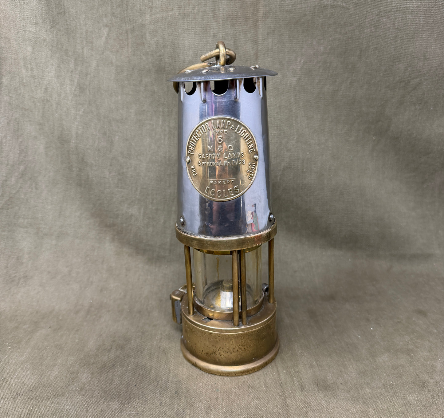 Original Eccles Protector Lamp Lighting Co Ltd Type 6 M & Q Safety Lamp – Approval No. B/28 Mining Lamp