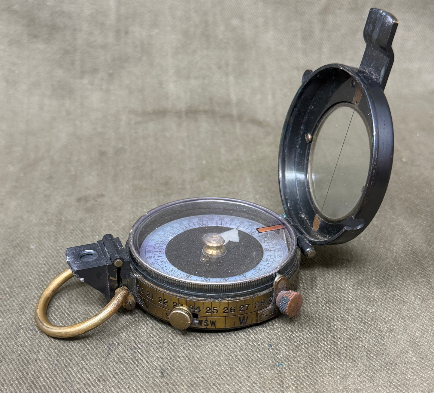 Original British Army Short & Mason Ltd London Mk VII Marching Compass with Leather Case – WWI/Inter-War Military Issue
