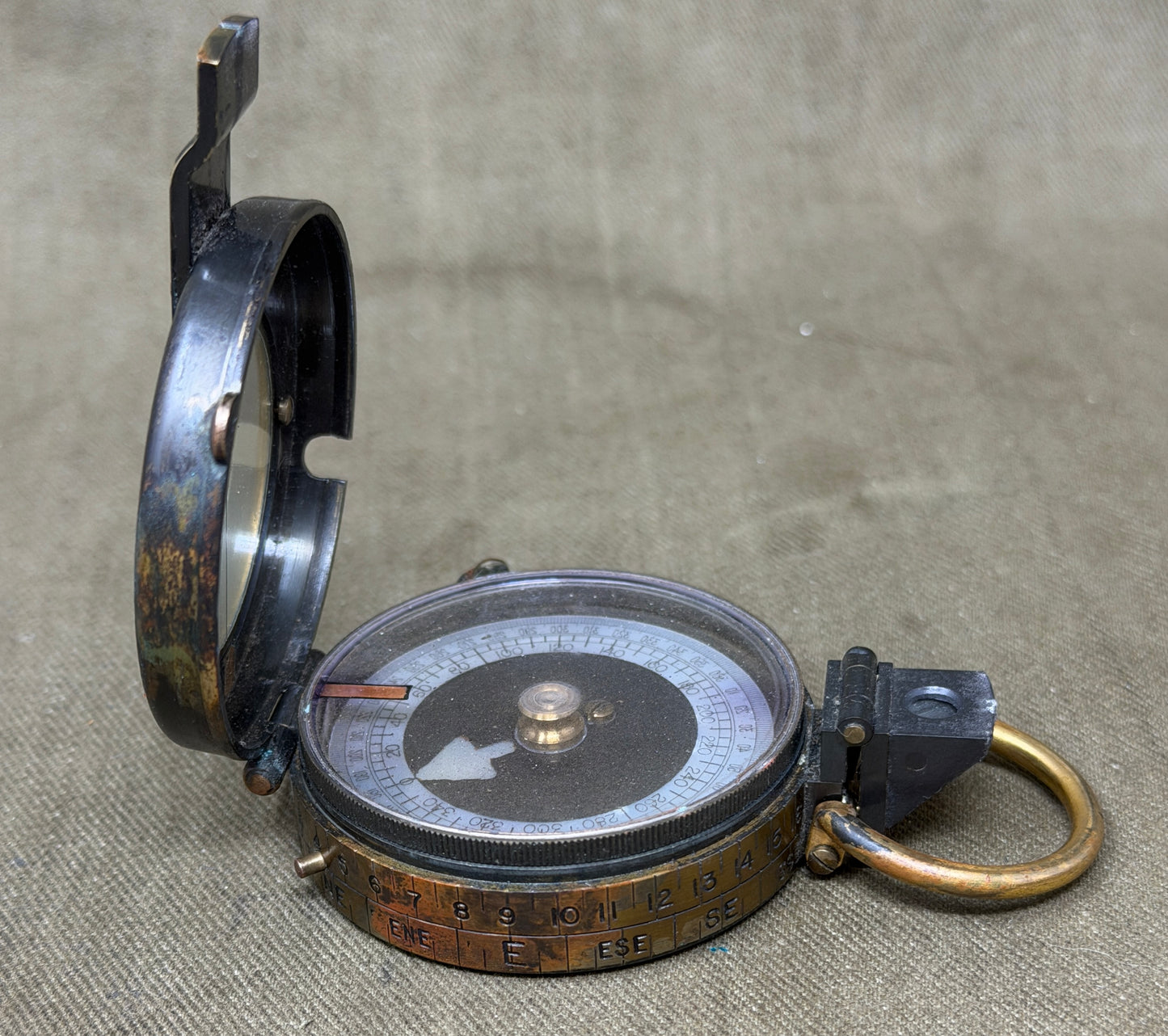 Original British Army Short & Mason Ltd London Mk VII Marching Compass with Leather Case – WWI/Inter-War Military Issue
