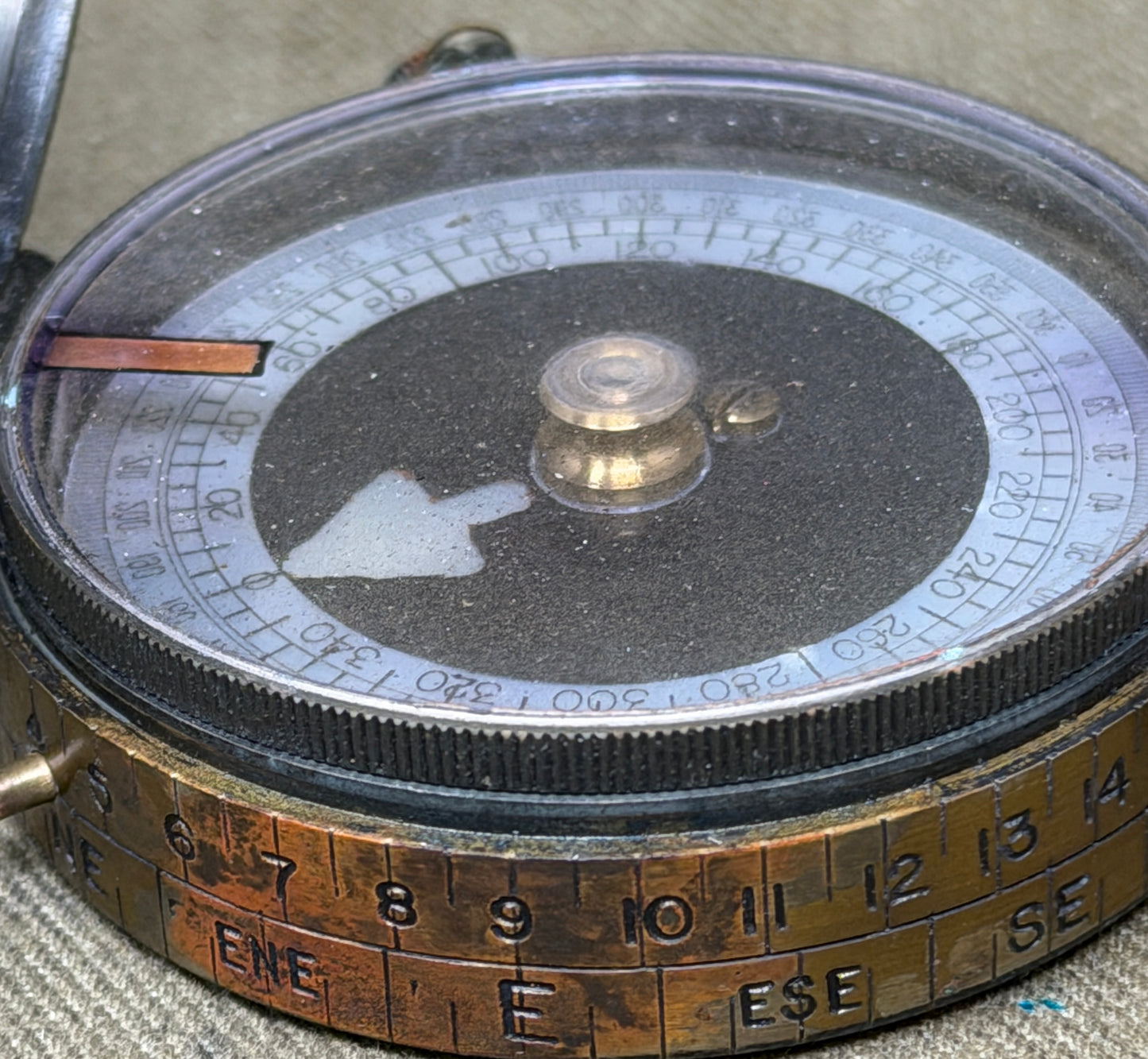 Original British Army Short & Mason Ltd London Mk VII Marching Compass with Leather Case – WWI/Inter-War Military Issue