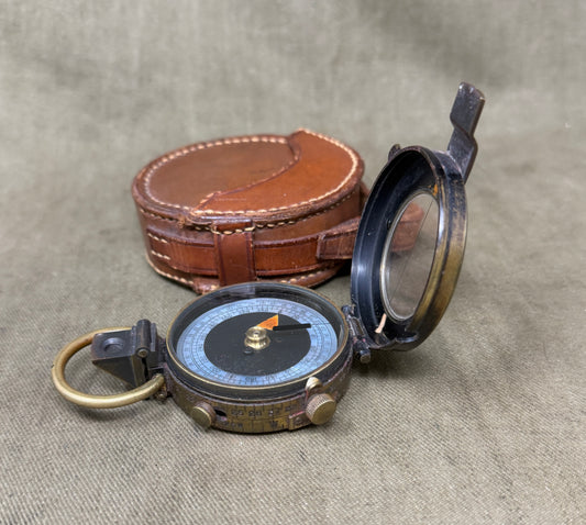 Original WWI British Army Short & Mason Mk VII Prismatic Marching Compass by J.D. Watson Optician Edinburgh with Leather Case