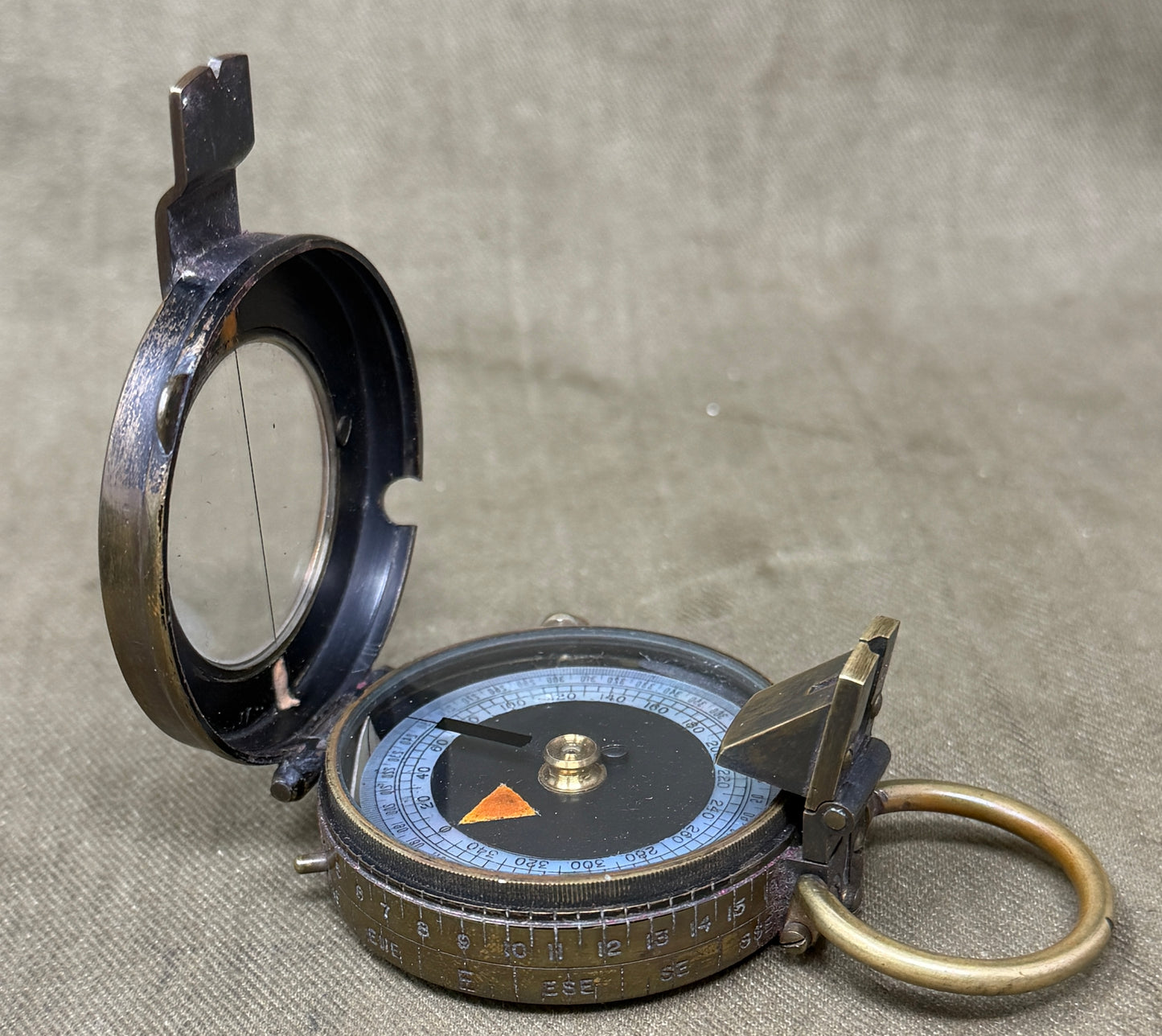 Original WWI British Army Short & Mason Mk VII Prismatic Marching Compass by J.D. Watson Optician Edinburgh with Leather Case