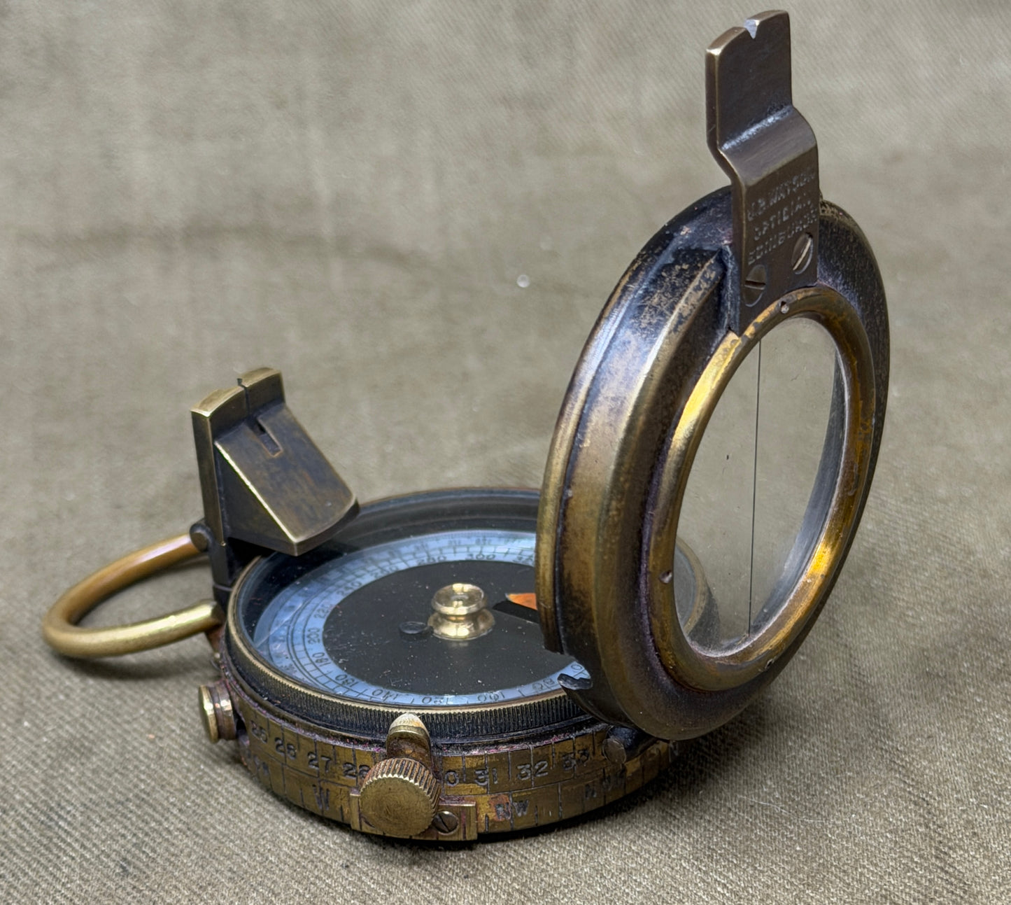 Original WWI British Army Short & Mason Mk VII Prismatic Marching Compass by J.D. Watson Optician Edinburgh with Leather Case