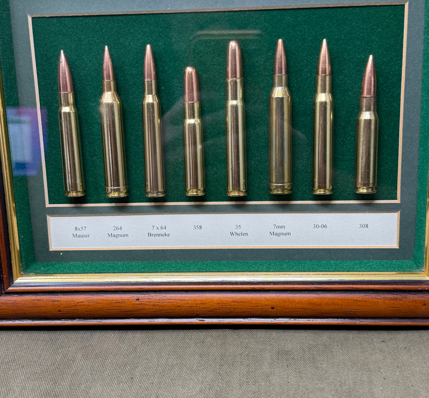 North American Game Rifle Cartridge Display – Framed Inert Ammunition Collection