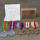 Original WWII Medal Group to Mr S Crawford – Africa Star, Italy Star & Named OHMS Issue Box