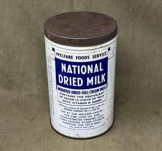 Original British Welfare Foods Service National Dried Milk Tin c1950s