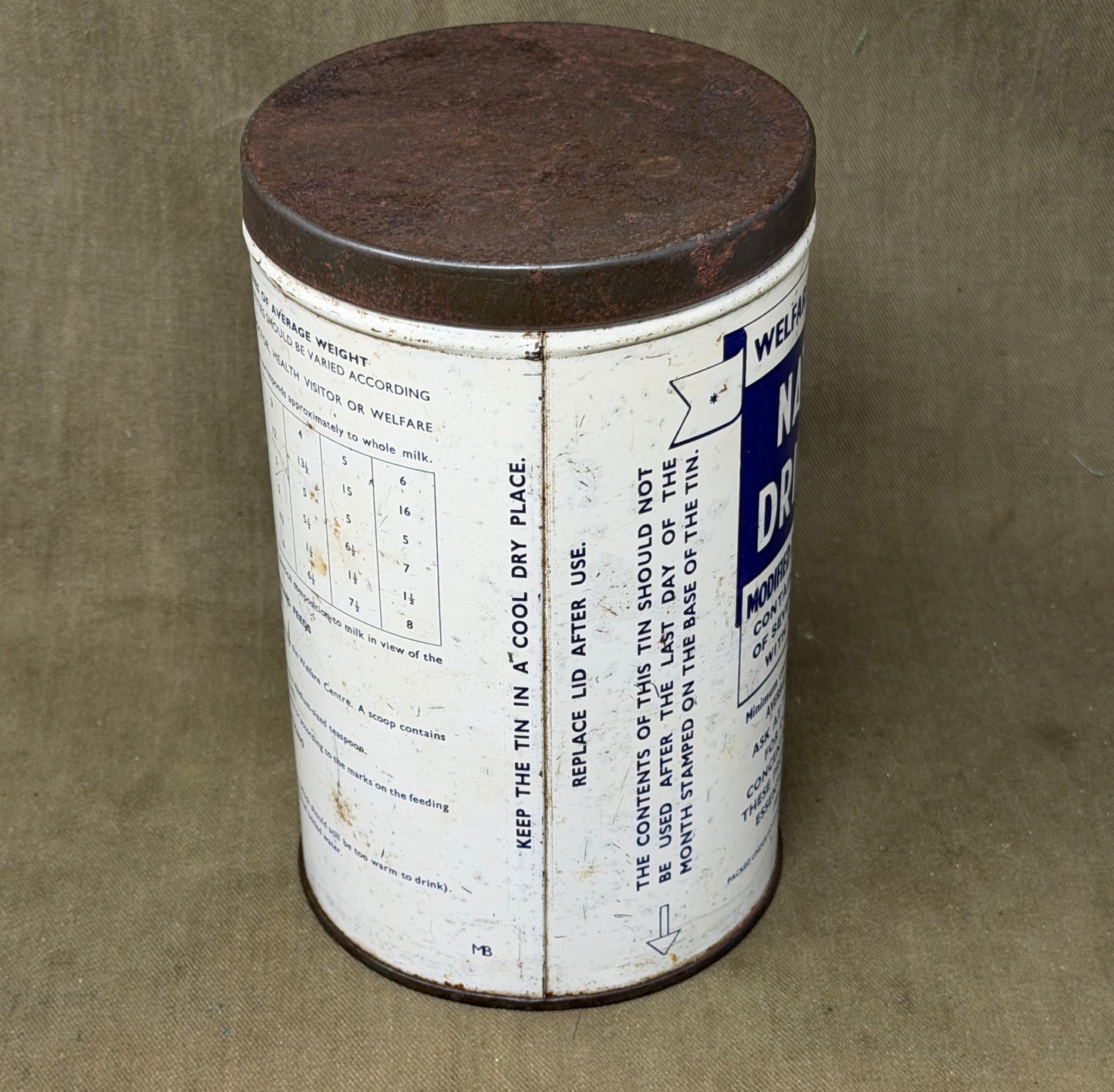 Original British Welfare Foods Service National Dried Milk Tin c1950s