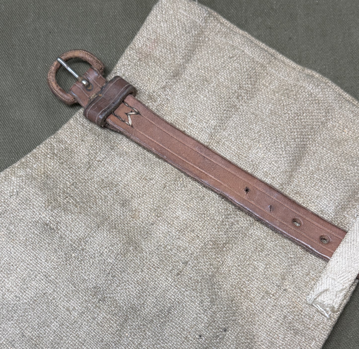 Original Soviet Russian Mess Tin Carry Bag with Leather Strap