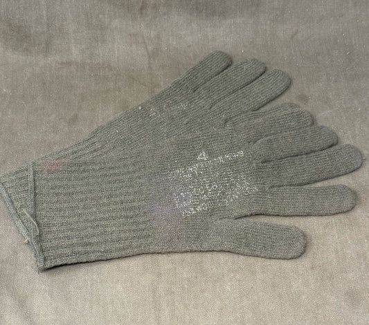 Original WWII British Army Khaki Wool Gloves – Knitted Issue Gloves Size 4 Large