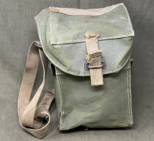 Original British Lightweight Respirator Haversack 1943 Dated – WWII Gas Mask Bag
