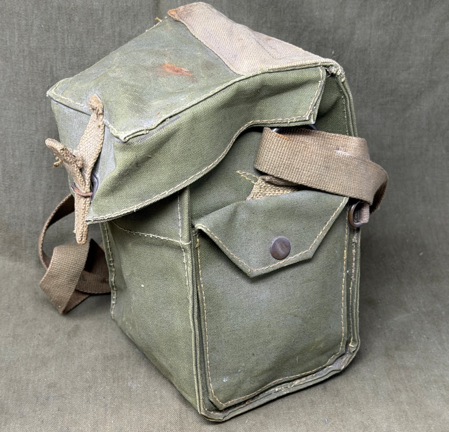 Original British Lightweight Respirator Haversack 1943 Dated – WWII Gas Mask Bag