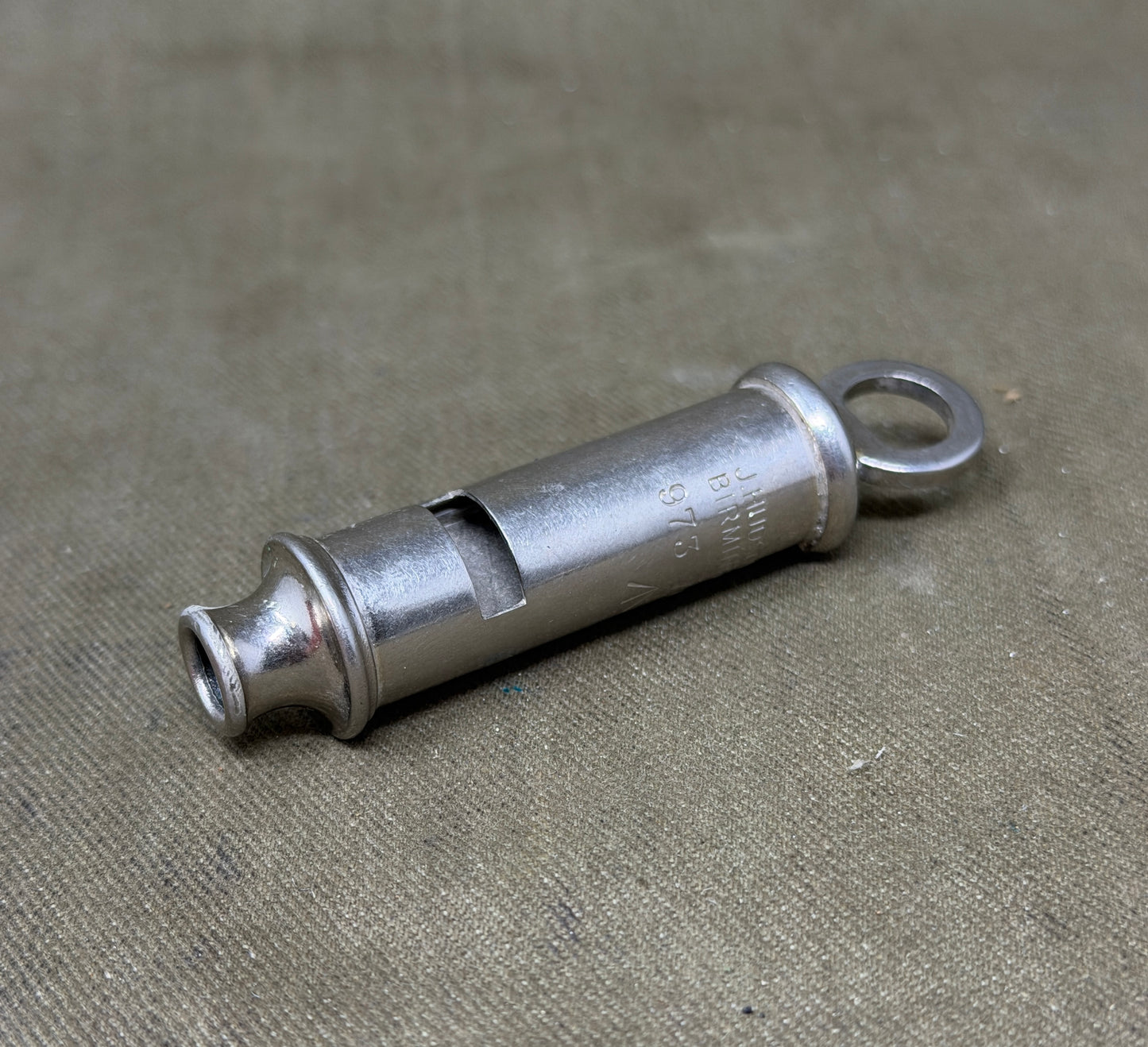 Original British Army Issue Military Whistle NSN 975-7001 by J. Hudson & Co Birmingham – Broad Arrow Marked