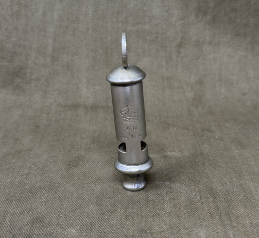 Original WWII RAF Air Ministry Whistle A.M. 293/W/102 – Crown Marked British Military Issue