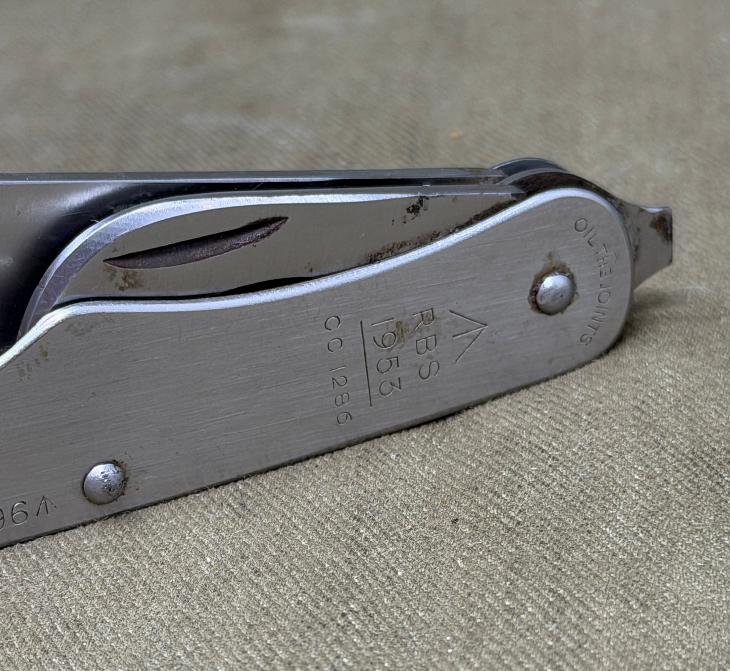 Original British Army 1946 Pattern Jungle Clasp Knife – RBS Ltd Sheffield – Dated 1953
