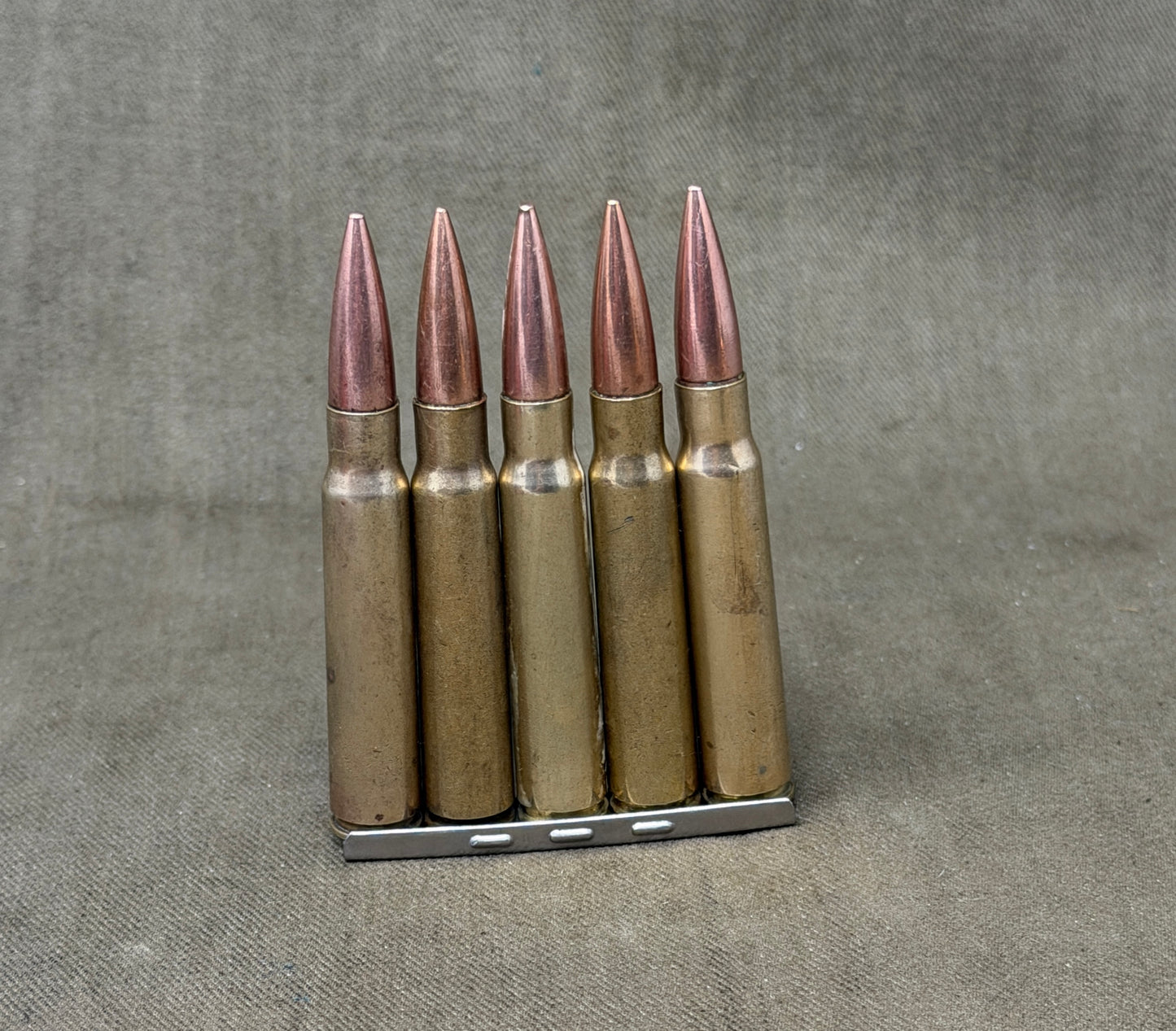 5 × INERT 7.92×57mm Rounds on Original Stripper Clip — Deactivated Display Set