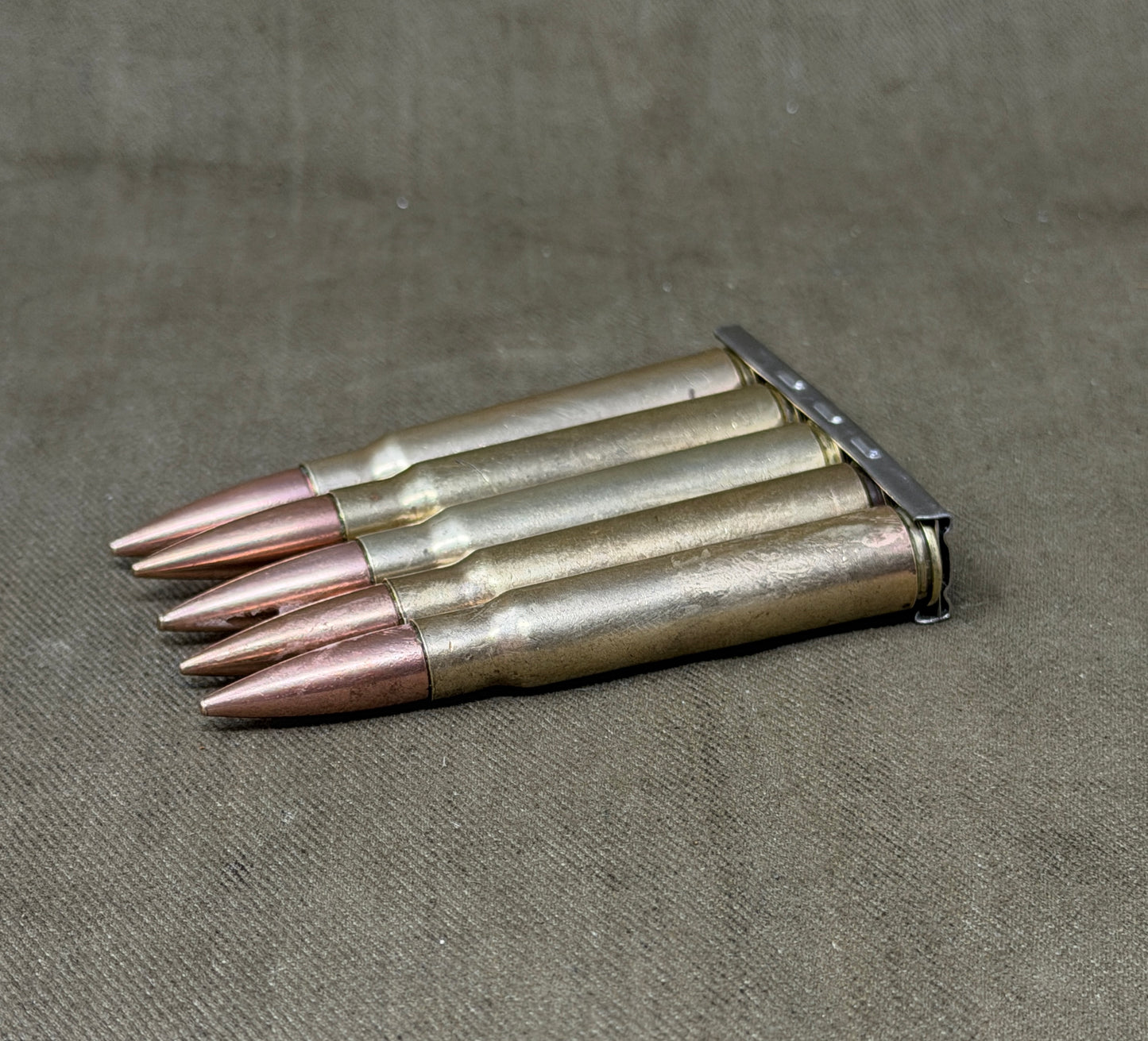 5 × INERT 7.92×57mm Rounds on Original Stripper Clip — Deactivated Display Set