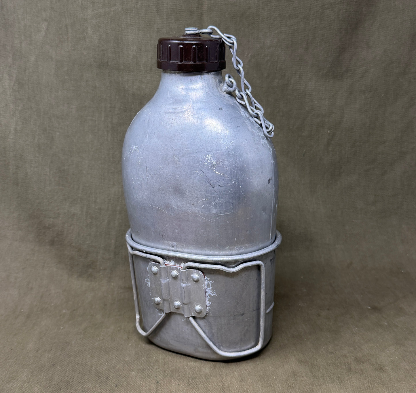 Original French Army Aluminium Canteen & Cup Set by A. Bourgeat – Cold War Military Issue