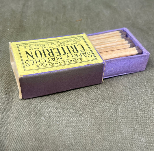 Canadian Criterion WW2 Impregnated Safety Matches