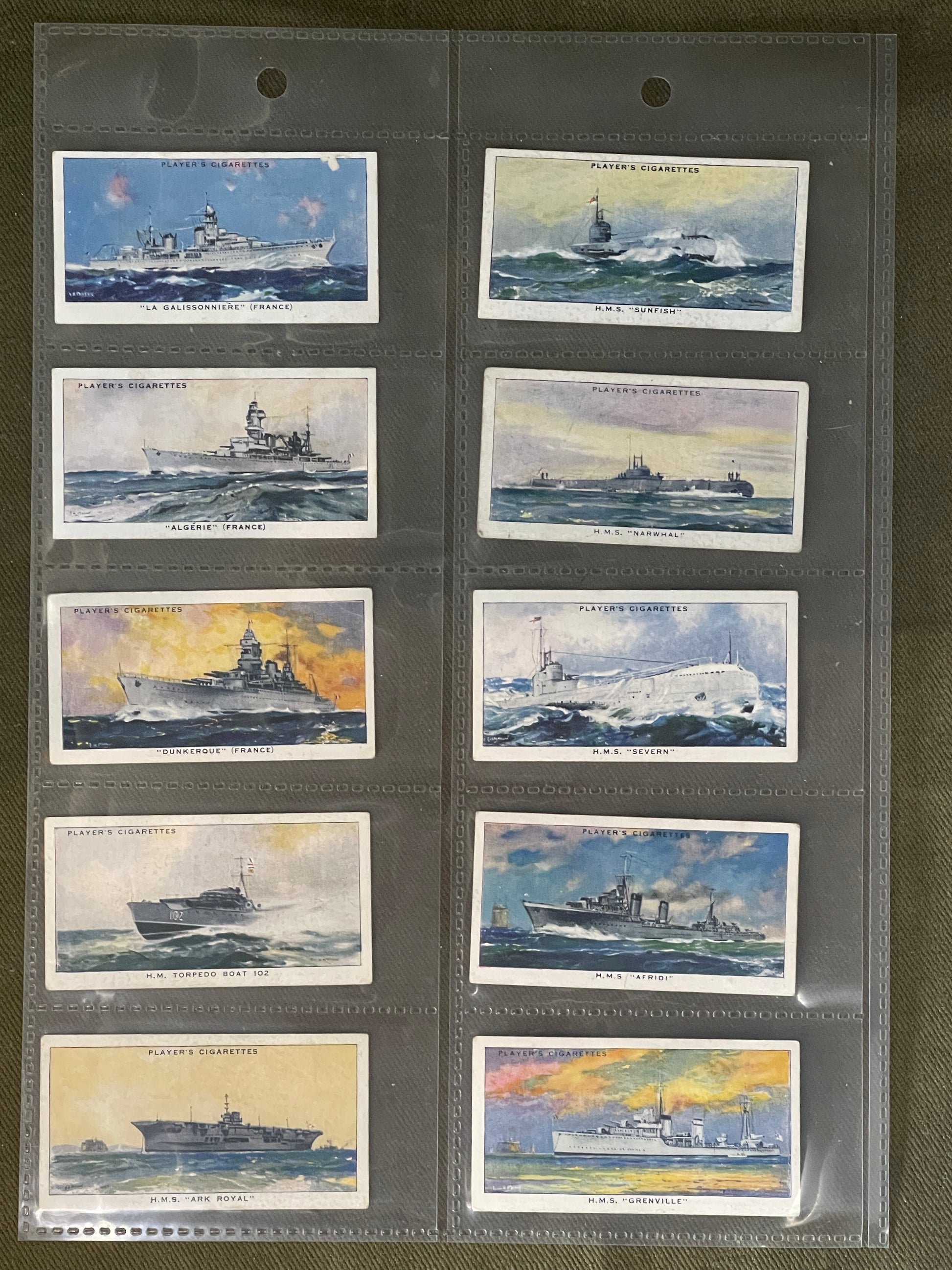 John Player & Sons Set of L25 British Naval Craft 1939 Cigarette Cards