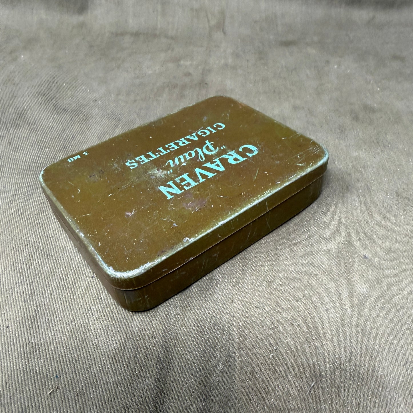 Original WWII British Army Craven Plain Cigarettes Ration Tin – 3 MB Marked