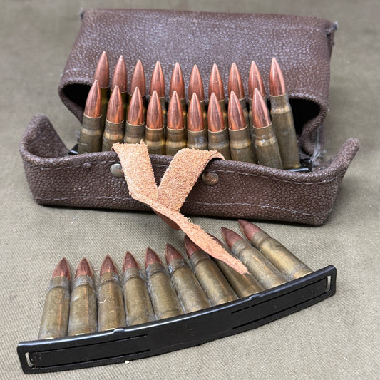 Original Soviet SKS Ammunition Pouch with 3 Stripper Clips & 30 x 7.62×39 Inert Cartridges