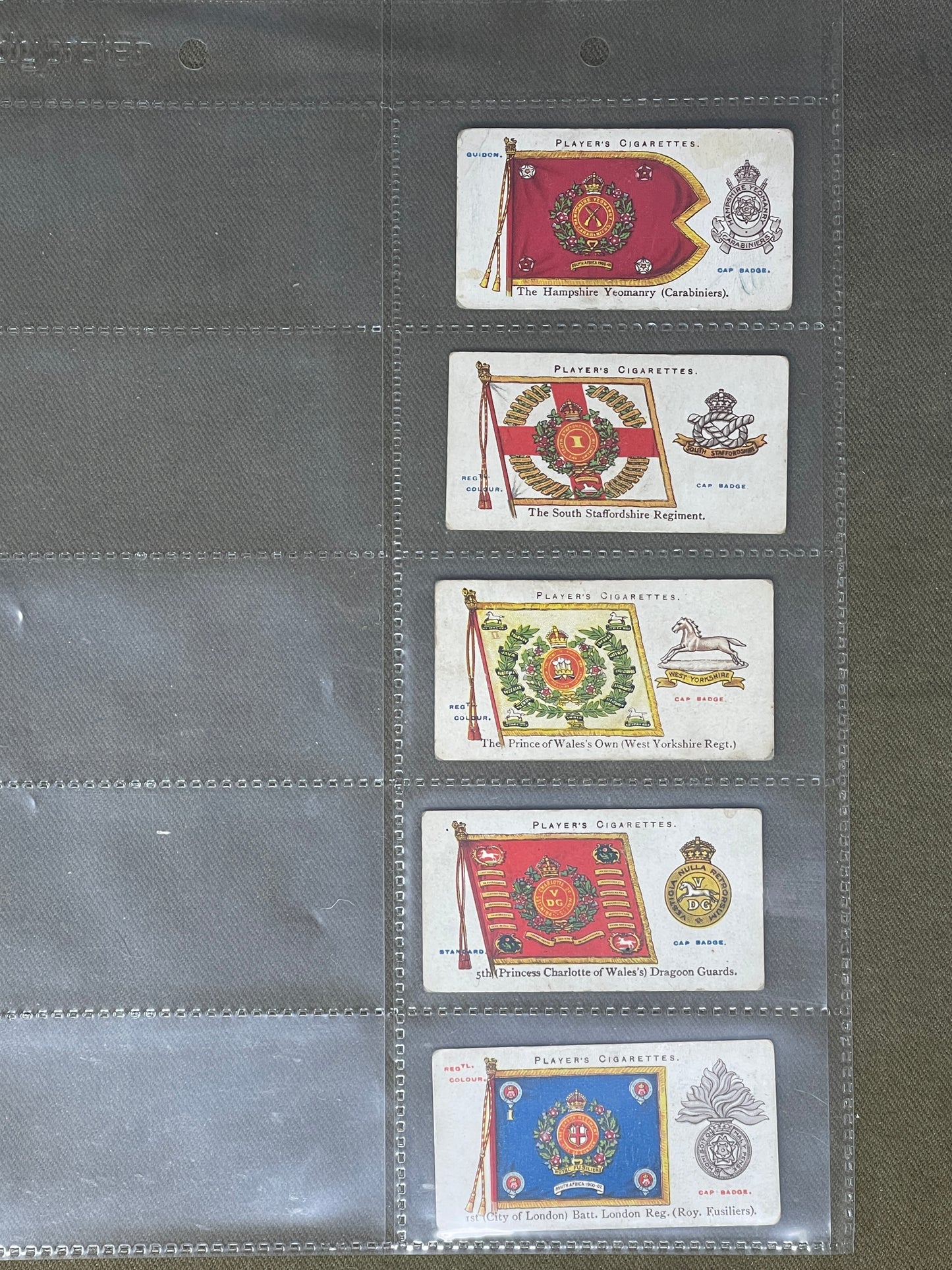 John Player & Sons Regimental Colours & Cap Badges 1910 Cigarette Cards