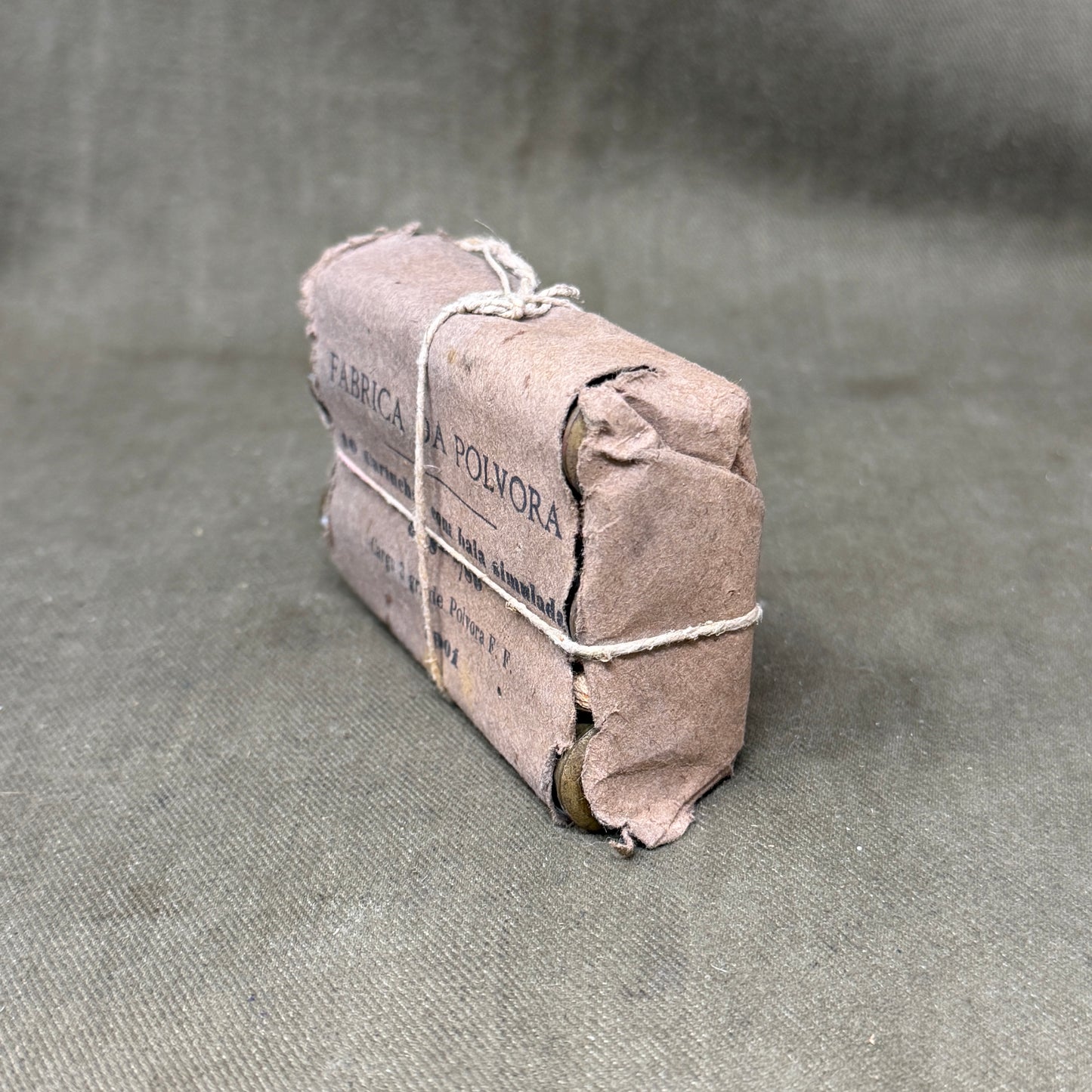Rare 1901 Portuguese 8mm M/89 Kropatschek Wooden Bullet Ammunition Packet – INERT