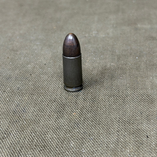 Original WW2 German 9mm Parabellum Cartridge – emp 1944 – Black Bullet – Inert