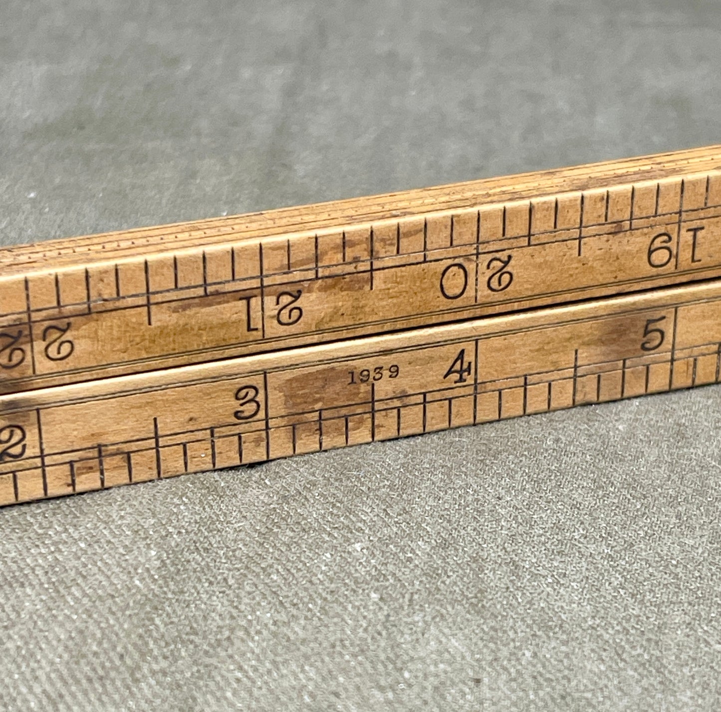 Shop the 1939-dated Rabone No.1375 Boxwood Yard Ruler. A rare, warranted folding ruler made in England—perfect for collectors, woodworkers, and vintage tool lovers.
