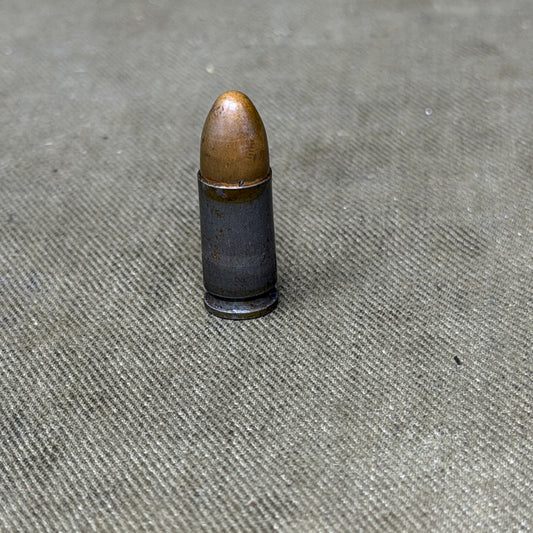 Original WW2 German 9mm Parabellum Cartridge – emp 1944 – Black Bullet – Inert