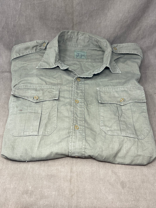  British Olive Airtex Shirt. dated 1966 G.K & Co Ltd  17.5" Neck