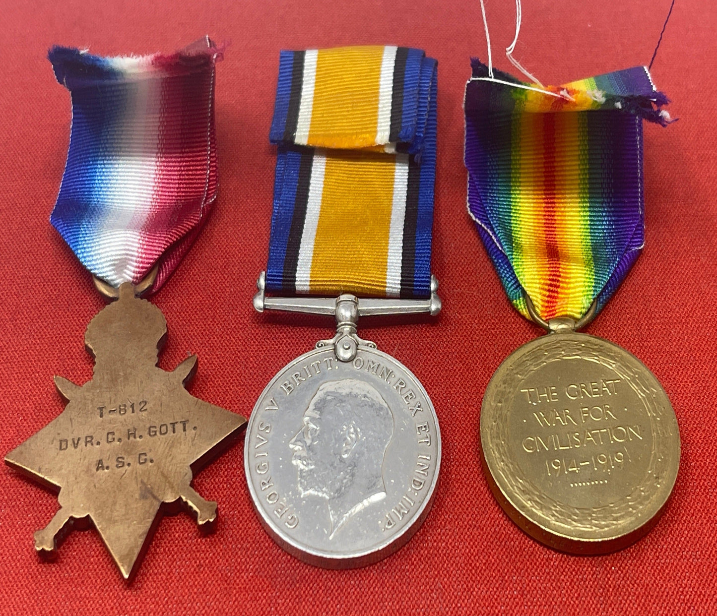 WW1 Trio ASC British War Medal Victory Medal and 1914-14 Star