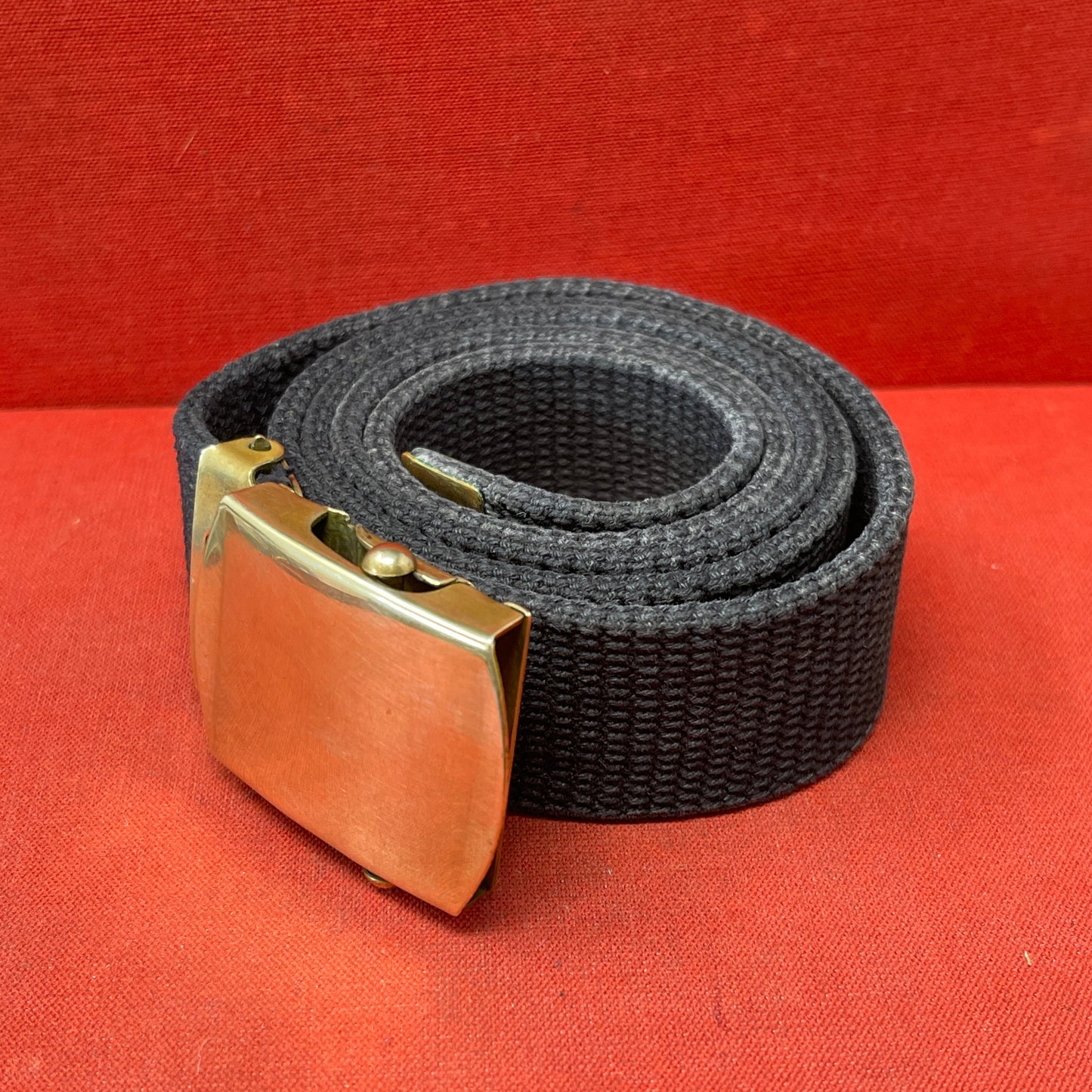 US Army Black Web Belt with Brass Buckle