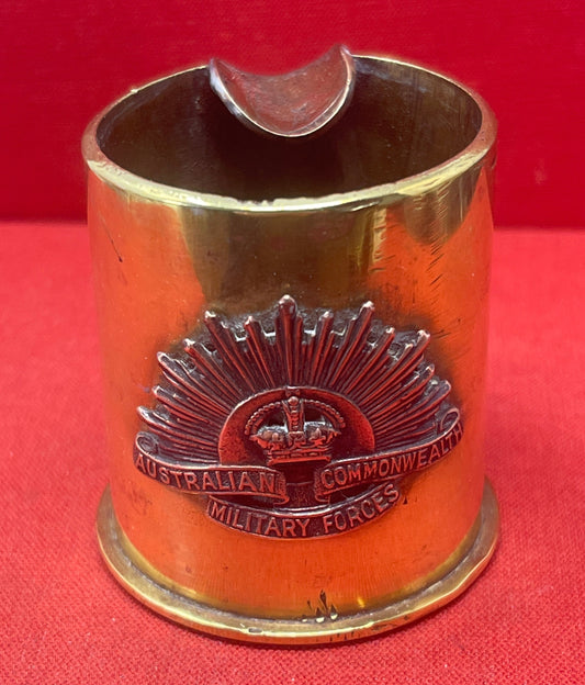 Ash Tray Made Out Of a 2pdr Cartridge AIF Badge