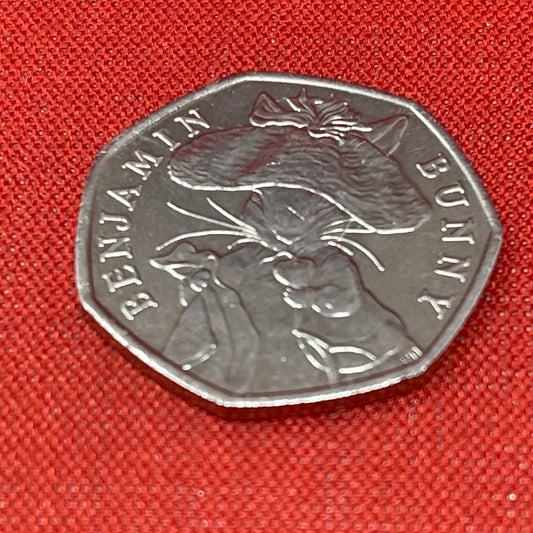 Benjamin Bunny 50p Coin 2017 celebrating the works of Beatrix Potter.