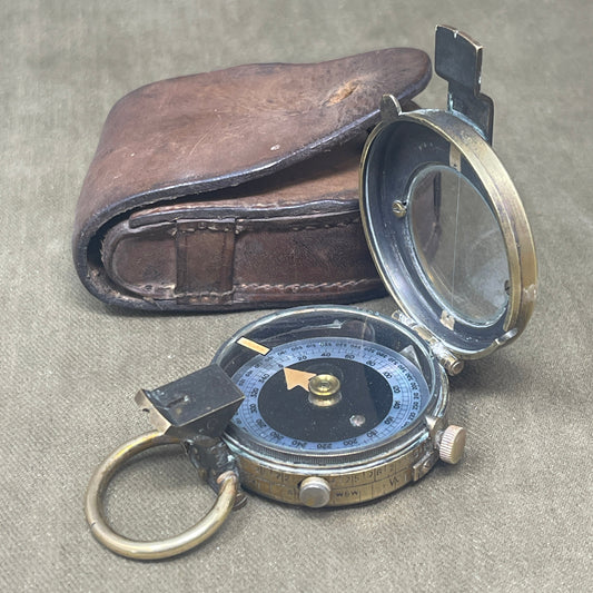 WWI British Military Compass by Short & Mason – With Original Leather Case

