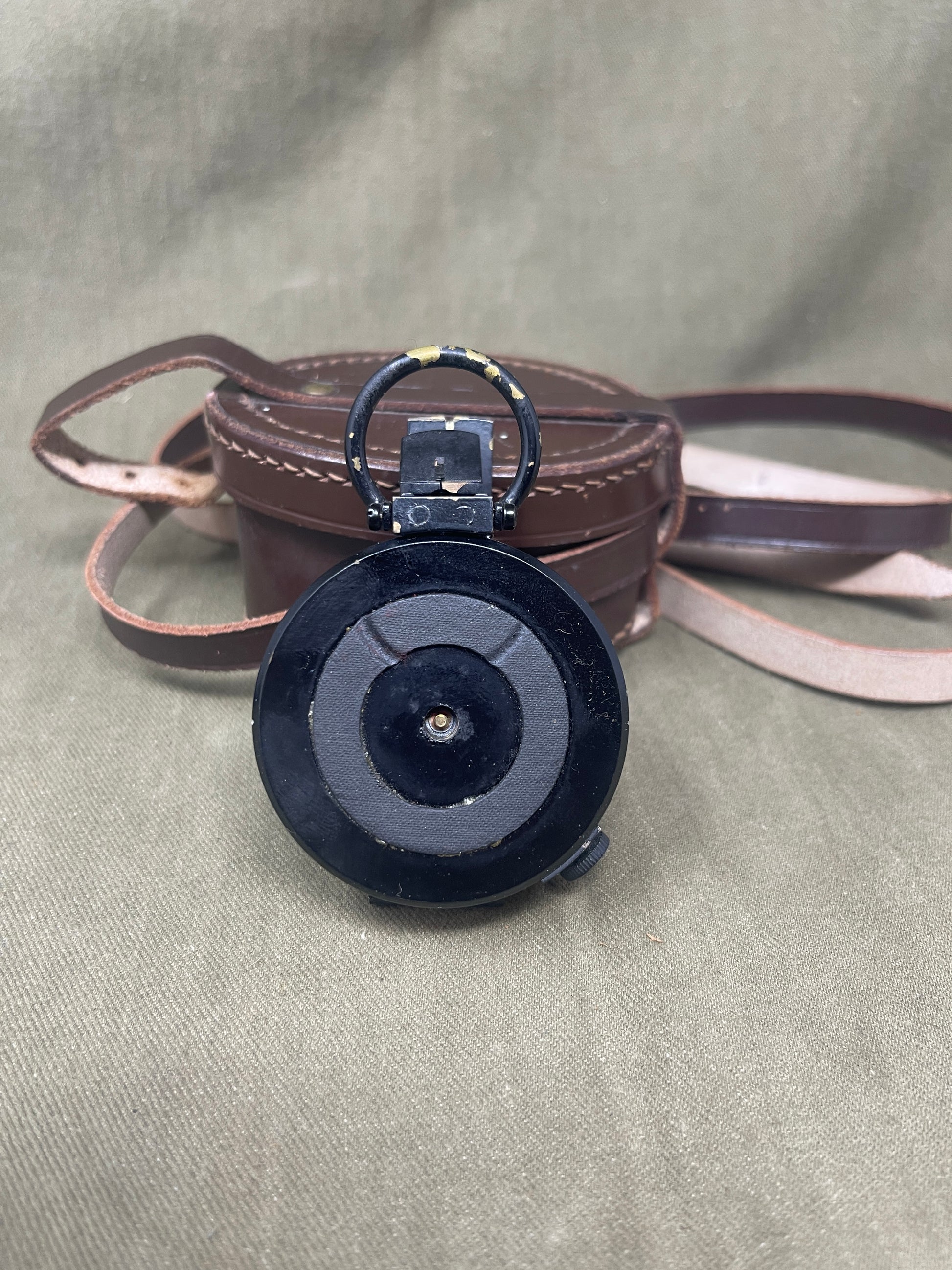 WWII British Prismatic Compass & Leather Case