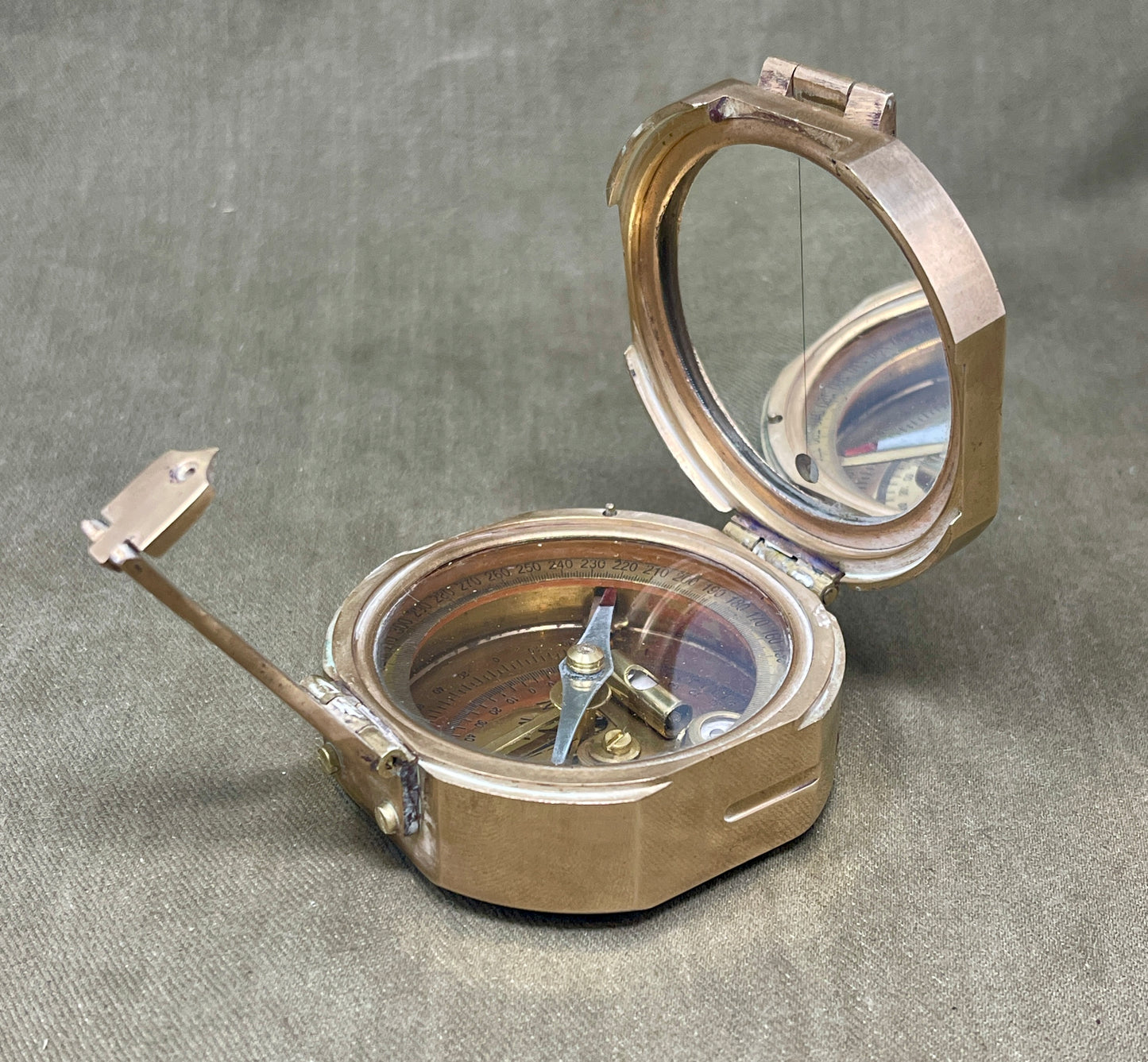 Stanley London Solid Brass Brunton Compass – Nautical Sine Model