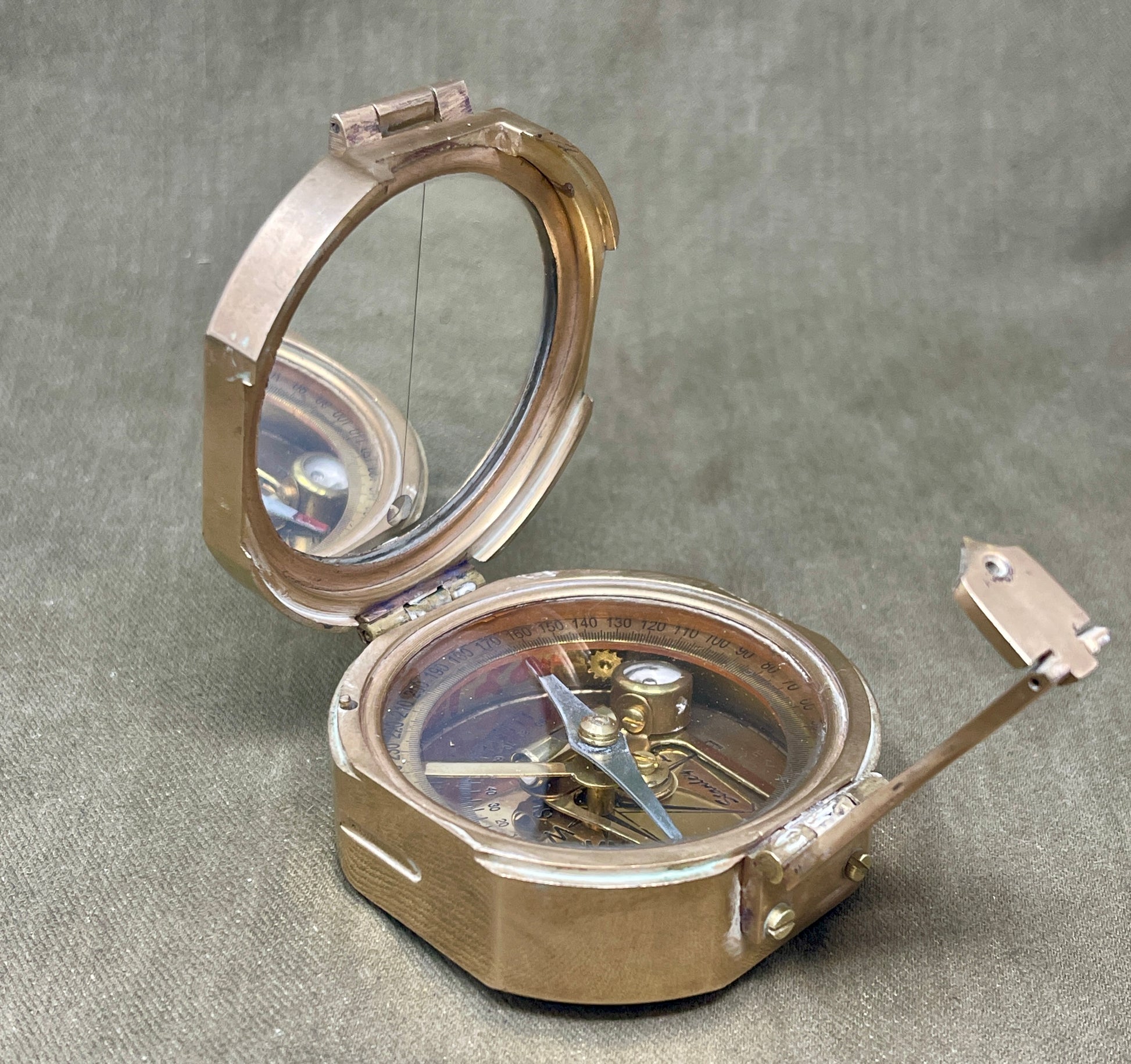 Stanley London Solid Brass Brunton Compass – Nautical Sine Model