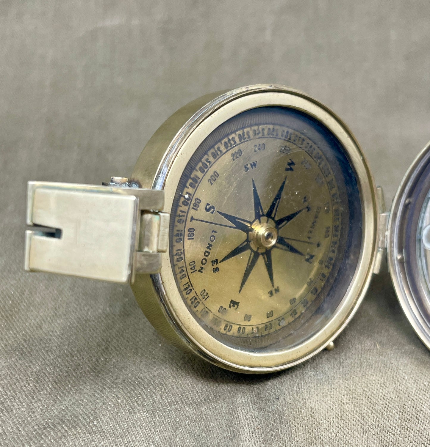 T. Cooke London Brass Prismatic Nautical Navigation Compass with Stand