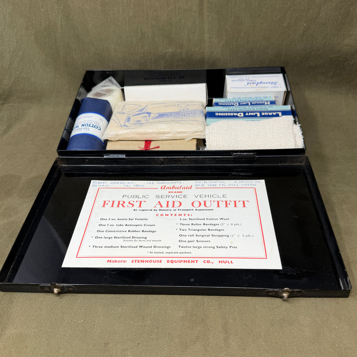 Vintage Stenhouse Equipment Hull Public Service Vehicle First Aid Outfit – Complete Kit