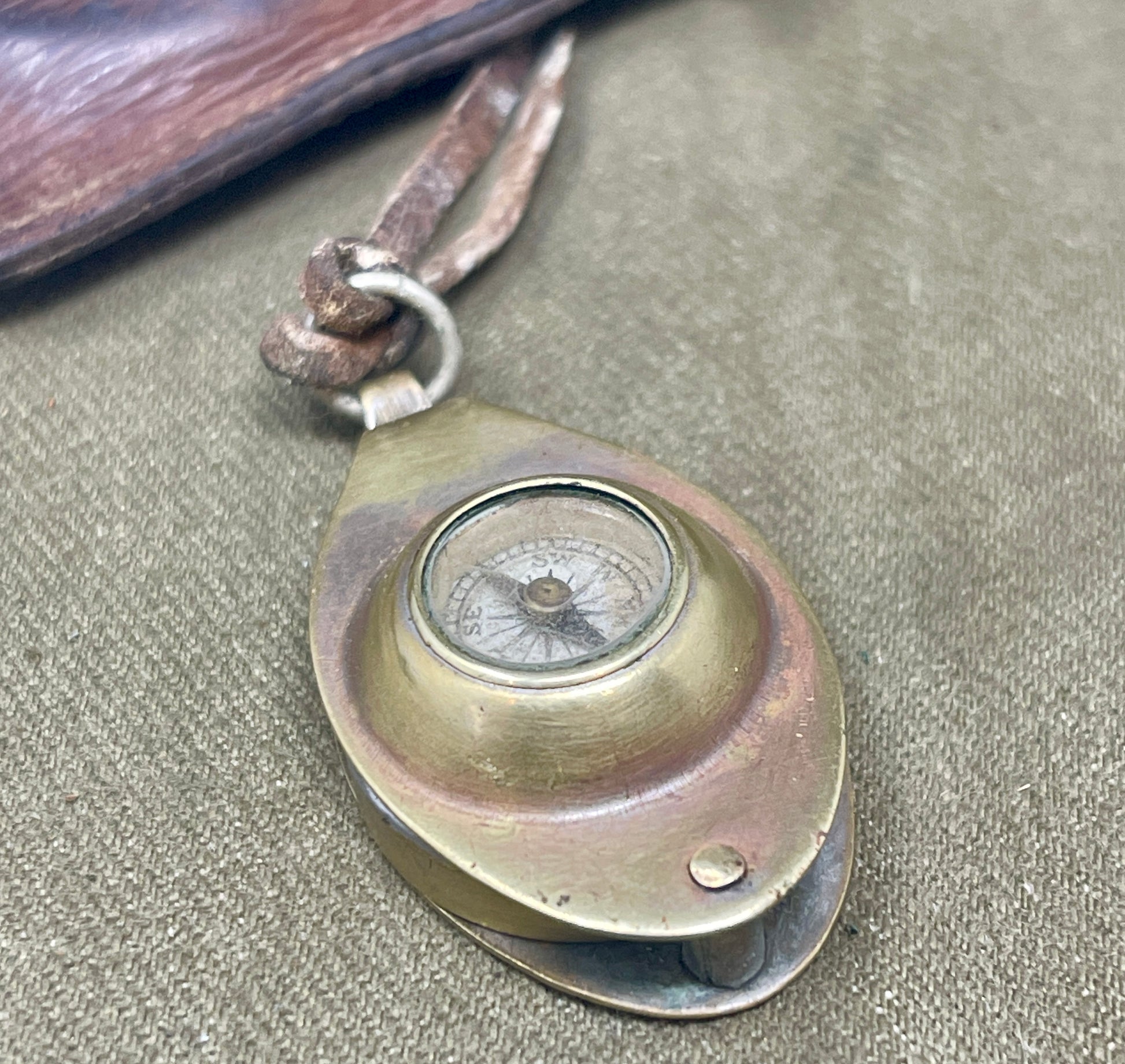 Pathfinder Compass With Magnifying Glass In Original Leather Case