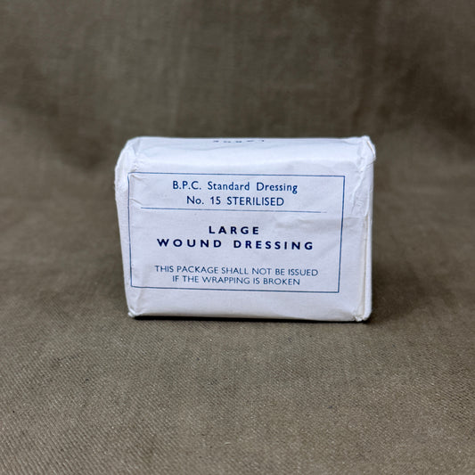 Vintage British B.P.C. No. 15 Large Wound Dressing – Military Field Medical First Aid