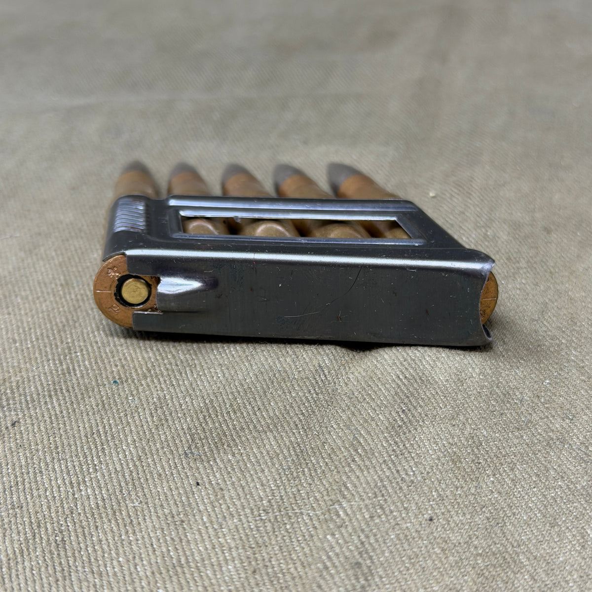WWII Austrian/German 8×56R Mannlicher M95 5-Round En-Bloc Clip – Eagle Marked – Inert